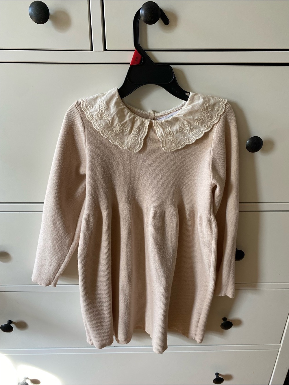 Primark Cream Knit Dress with Lace Collar Detail